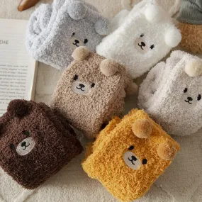Chaussettes femme peluche avec ours en peluche Margot
