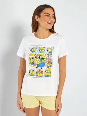 Ensemble pyjama short 'Minions' - 2 pièces - Blanc/jaune